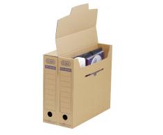 ELBA 100421087 Archivbox tric system | 12er pack | mit Verschlusslasche, Archivaufdruck & Griffloch | naturbraun