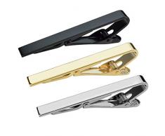 Gaoominy 3 stücke Tkrawatten halter, Krawatte Klemme Krawatten klammern M？nner Silber Gold Schwarz Krawatten halter Set 2,2 zoll Verschlüsse Gesch？ft Professionelle Mode Designs