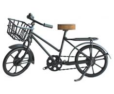 Deko Fahrrad mit Korb aus Metall und Sattel aus Holz für Geldgeschenke oder als Geschenkidee für Fahrradfahrer, kleines Miniatur Fahrrad Geschenk für Radfahrer Geschenke