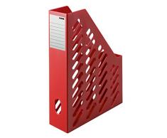 HAN Stehsammler KLASSIK 1600-17 in Rot / Zeitschriftensammler in klassischem Design / Zur geordneten Aufbewahrung von Dokumenten, Heften & Mappen bis Format A4–C4, 2 Stück