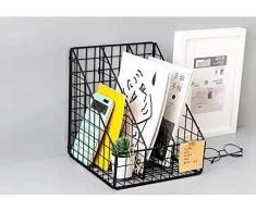 HJCC Magazinständer Metall, 3 Fächer, Zeitungsständer, Modern, Für Büro, Tischablage, Schwarz