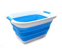 SAMMART Zusammenklappbarer Wäschekorb / -wanne - Faltbarer Aufbewahrungsbehälter/Organizer - tragbarer Waschbehälter - platzsparender Korb - Kofferraum-Aufbewahrungsbox (Himmelblau)