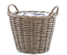 Annastore Pflanzkorb aus Weide mit Henkel und Folie - Weidenkorb Weidenkörbe Pflanzkörbe Größe Ø 40 cm - H 32 cm