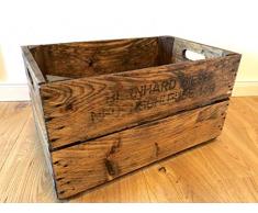 Wunderschöne, antike, liebevoll aufbereitete, geölte & gewachste alte Obstkiste/Apfelkiste/Birnenkiste aus Holz mit 2 Seitenbrettern aus dem Alten Land als Deko/Zeitungsständer/Aufbewahrung/Regal etc.