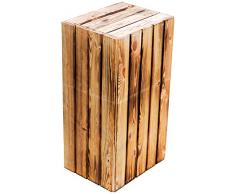 Kistenkolli Altes Land Grosse Obstkiste Tosca weiß/Natur/geflammt mit langem Einlageboden/Zwischenbrett ca 75x40x26cm/ Regalkiste Apfelkiste/Weinkisten Ablageregal Aufbewahrungskiste (geflammt)