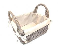 Kaminkorb, Zeitungskorb, Holzkorb, Erntekorb aus Rattan, beige-grau, mit Futter