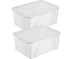 2er Set Aufbewahrungsboxen arco mit Deckel, 10 Liter, Kunststoff, transparent