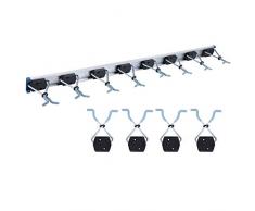 FIXKIT Gerätehalter-Set Geräteleiste & 8 Halter - Leichte Montage/Gerätehalter für Gartengeräte/Besen-Halter, 92cm