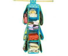 FakeFace Non Woven Fabric Hängeorganizer Wäschesortierer Aufbewahrungstasche Multiorganizer Schuhaufbewahrung Ordnungssystem Hängeaufbewahrung Hängeregal Hängeschrank Organizer Speicherbeutel für Schrank Waschraum (Blau)