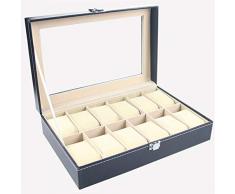 Make-up-Organisator-Speicher-Ausstellungsstand Kunstleder-Uhr-Display Box Organizer Schmuck Storage Box-Ring-Ohrring-Uhr-Uhr-Box Schmuck-Vitrine Fits Schmuck Make-up Pinsel Lippenstifte und mehr