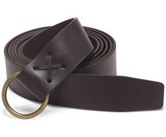 X XHtang Kräftiger Mittelalter Ledergürtel, Lang Braun o. Schwarz Wikinger Langgürtel für Damen, Herren o. Kinder vers. Zusätzlicher Ersatz Gürtelring