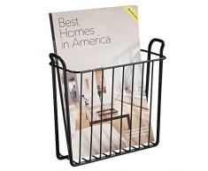 mDesign Zeitungshalter für die Wand – schöner Zeitschriftensammler aus Metall für Badezimmer, Küche oder Büro – auch für Bücher, Tabletts etc. geeignet – Farbe: Schwarz