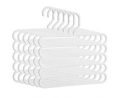 SONGMICS Hosenbügel platzsparend, 6er Set, Mehrfach-Kleiderbügel, aus Kunststoff, robust und gut belastbar, im Kleiderschrank, für Hosen, Schals, Krawatten und Handtücher, weiß CRP051W6