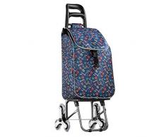Mnjin Faltbarer Shopper Gepäckwagen Treppenkorb mit 6 Rädern, zusammenklappbar, Handkarre aus Schmiedeeisen, Segeltuch, tragbar (Farbe: A), a