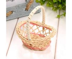 Niedlicher Mini-Plastikweberei-Aufbewahrungskorb Obst-Rattan-Korb Spielzeug-Organizer Grifffiguren Miniaturen Home Decoration2pcs