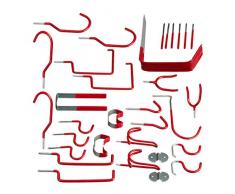 Relaxdays Wandhaken 30er Set, Verschiedene Gerätehalter, universal, Haken Sortiment, PVC-beschichtet, Garage, Stahl, rot, H x B x T: ca. 14 x 3,5 x 16,5 cm