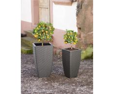 Pflanz-Korb Polyrattan, eckig, 2er Set