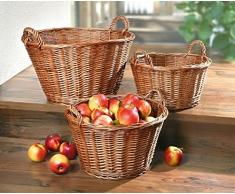 FÜLLKORB ERNTEKORB Natur MIT GRIFFEN OBSTKORB WEIDENKORB FLECHTKORB AUFBEWAHRUNGSKORB