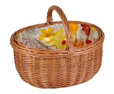 BURI Weiden-Einkaufskorb mit Folie Picknickkorb Flechtkorb Autokorb Transport Deko, Farbe:Blumen