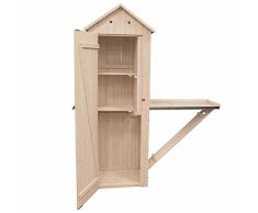 Gartenschrank weiß 65x50x180cm, Klapptisch