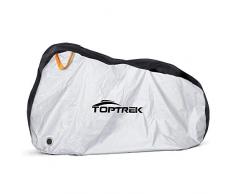 toptrek Fahrradabdeckung Wasserdicht 210T Oxford-Gewebe Fahrradgarage Plane Wasserfest 200 x 110 x 70 cm Fahrrad schutzhülle mit Beutel (Schwarz und Silber)