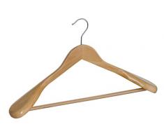 WENKOFormbügel Exclusive 45 mit Steg, Kleiderbügel mit rutschfestem Hosensteg, körpergeformt, breite Schulterauflage, Holz, 45 x 24 x 5.5 cm, Braun