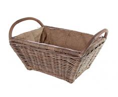 Kaminholzkorb Universalkorb Kaminkorb Holzkorb Vielzweckkorb aus grauem Rattan eckig mit Jutefutter ausgestattet