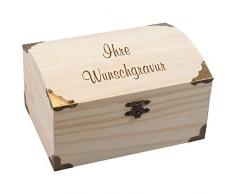 Geschenke 24 Schatzkiste – mit Wunschtext Aufbewahrungsbox aus Holz für Andenken, Souvenirs, Fotos, Postkarten – gravierte Holz Schatztruhe mit Namen 18er