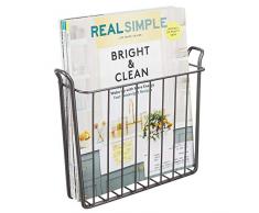 mDesign Zeitungshalter für die Wand - praktischer Zeitschriftensammler aus Metall für Bad und Büro - moderner Zeitungshalter zur Wandmontage für Bücher und Tablets - grau