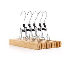 HANGERWORLD 5 Holz Hosenspanner 25cm Naturfarben Hosenbügel Hosen Kleiderbügel