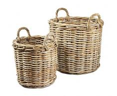 Runder Kubu Weidenkorb mit Henkel - Groß: Ø 45cm - Handgefertigter Pflanzkorb Weide - Hochwertig & Naturbelassen - Indoor & Outdoor - Gartenkorb Korbgeflecht - Übertopf für Garten / Wäschekorb