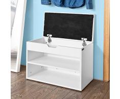 SoBuy® FSR25-W Schuhbank mit Sitzfläche Sitzbank Schuhregal Schuhschrank, Schuhtruhe weiß BHT ca.: 60x44x30cm