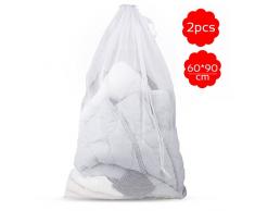 Samione Wäschesack, Wäschenetz mit Zugkordel Wäschebeutel für Dessous, Hemden, Socken und Baby Kleidung Netzbeutel Wäschenetz für Waschmaschine - 2 Stück (weiß)