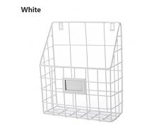 ShouYu Schmiedeeisen Wand montiert Bücherregal einfache Wohnzimmer Zeitungsständer Zeitschriftenständer Aufbewahrungskorb (weiß)