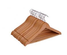 Spetebo Holz Kleiderbügel 20er Pack - mit Hosenstange und drehbar - 20 Holzbügel