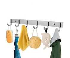 OUNONA Garderobenleiste Hakenleiste Edelstahl Garderobenhaken Mit 6 Haken für Kleidung und Schlüssel, Edelstahl, 17,32 Zoll