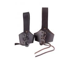 Battle-Merchant - Trinkhorn-Gürtelhalter aus Leder - für EIN Met-/Trinkhorn ab 0,4 Liter Fassungsvermögen - Zubehör für Mittelalter- und Wikinger-LARP - Schwarz