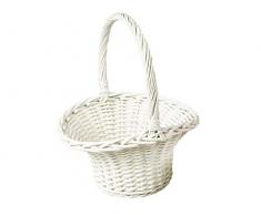 Adam Schmidt Henkelkorb weiß, Höhe: ca. 8/23 cm, Größe: ca. 19 x 16 cm - Blumenkinderkorb Streukorb Streukörbchen Korb Weidenkorb geflochten (Klein)