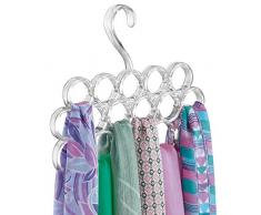 mDesign Schalbügel - für die organisierte Aufbewahrung von Schals und Tüchern in Ihrem Kleiderschrank - ideal als Schalhalter und Schalorganizer - 16 Schlaufen - Farbe: durchsichtig