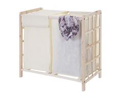 Mendler Wäschesammler HWC-B60, Laundry Wäschesortierer Wäschebox Wäschekorb Wäschebehälter, Tanne 2 Fächer 60x60x33cm 68l