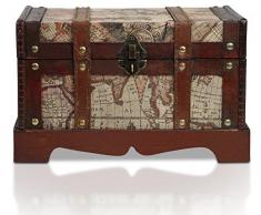 BRYNNBERG Holztruhe | Modell: Toronto | Schatzkiste im Vintage-Look | handgefertigte Unikate Schatztruhe | antikes Design | verschiedene GröÃen: klein, groà | Bauernkasse | Piratentruhe Pirat | (Toronto L 29x20x17cm)