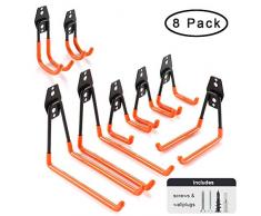 DSYYF Garagenhaken Kleiderbügelset, Garagenhaken Wandhalterung Stahl Doppelhaken mit Rutschfester Beschichtung für Leitern, sperrige Gegenstände
