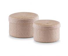 Zeller 14123 Korb-Set mit Deckel, 2-teilig, rund, PP, ø 16 x 10, ø 17 x 12 cm, natur