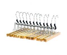 SIDCO Hosenspanner 12 x Kleiderbügel Holz Bügel Hosenbügel Hosenklemmbügel Hosenhalter