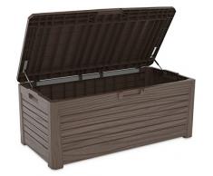 XL Toomax Kissenbox #Z155 Florida braun 550 Liter Inhalt Holz Optik - mit Sitzfläche 350 kg Tragkraft - abschließbar