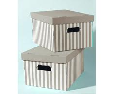 COMPACTOR 2er Set Boxen aus Wellpappe, Mit Transportgriffen, Stapelbar, Taupe, 40 x 31 x 21 cm, RAN4583
