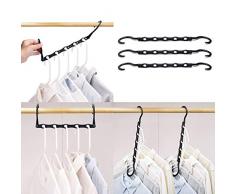 HOUSE DAY 10 Stück Kleiderbügel Kunststoff Schrank Organizer Kleiderschrank Platzsparend Mehrfach rutschfest Antirutsch Stabil Schwarz Magic Clothes Hanger für Garderobe 23.5cm (L)