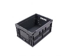 KLAPPBOX 20 LITER, kleine, stabile Klappbox Made in Germany, Kinder Spielzeugkiste, Plastikbox, Spielzeugbox, 40x30x22 cm, max. 25kg, Grau