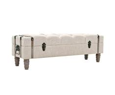 Festnight- Aufbewahrungsbank Sitzbank Sitztruhe Polsterbank Truhe für Wohnzimmer Schlafzimmer, Massivholz und Stahl 111 x 34 x 37 cm
