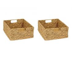 INWONA 2er-Set Regal Korb für Halbes Fach IKEA Kallax Regal/Wasserhyazinthe Natur Faltkorb Flechtkorb Regalbox Storage Box Aufbewahrungskorb Schrankkorb sehr stabil 31 x 34 x 15 cm